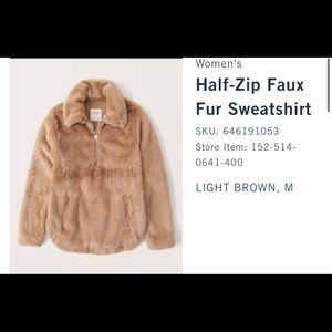Abercrombie and Fitch Half-Zip Faux Fur Sweatshirt